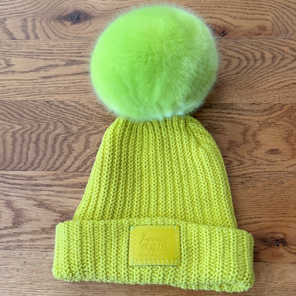 Love Your Melon Accessories - Love Your Melon Neon Yellow Monochrome Mega Pom Beanie